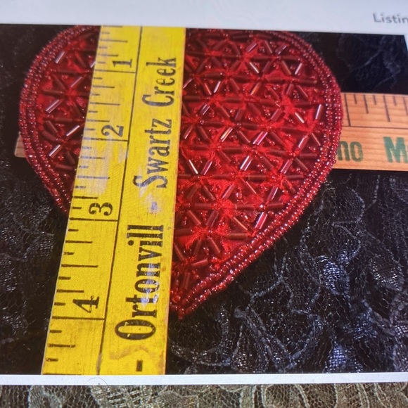 3 patches blood red beaded hearts Lot - Picture 3 of 4